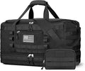 Gym Bag for Men Women, Carry on Luggage 22x14x9 Airline Approved, Tactical Travel Duffle Bag with Toiletry Bag and Shoe Compartment, Weekender Overnight with Wet Pocket for Workout, Black