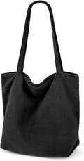 Iioscre Corduroy Tote Bag for Women,Hobo HandBags with Zipper,Large Capacity Casual Shoulder Handbags with Inner Pockets